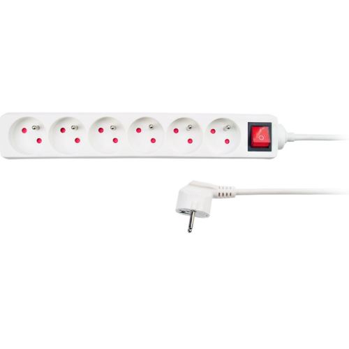 SOLIGHT PP72 Prodlužovací kabel s vypínačem 6zásuvek/3m 3x1mm2 Bílá