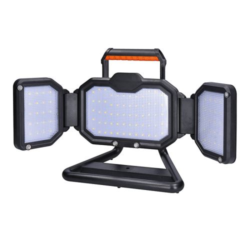SOLIGHT WM-50W-RE LED stavební reflektor 50W přenosný nabíjecí 5000lm DW oranžovo-černý IP54 2-10hodin