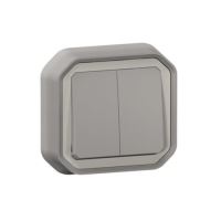 LEGRAND PLEXO 069815L Dvojitý střídavý přepínač/tlačítko IP55 pro zapuštěnou montáž šedý