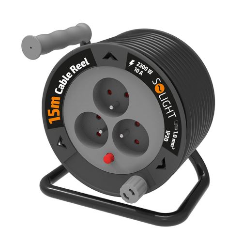 Solight PB24B prodlužovací kabel na bubnu 3zásuvka, 15m, 3x1mm2 PVC