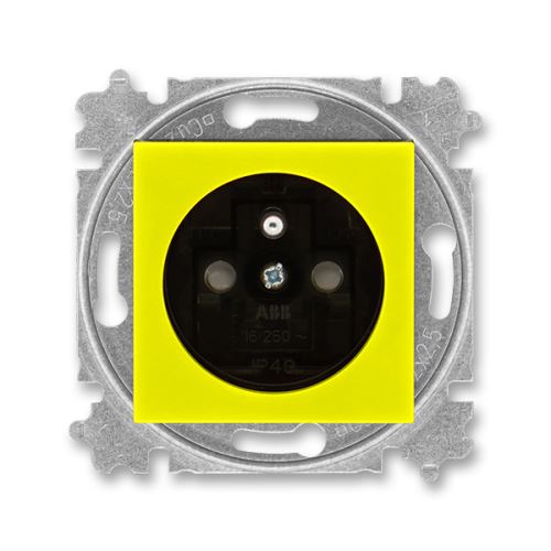 ABB 5519H-A02357 64 Zásuvka jednonásobná, s clonkami LEVIT žlutá/kouřová černá