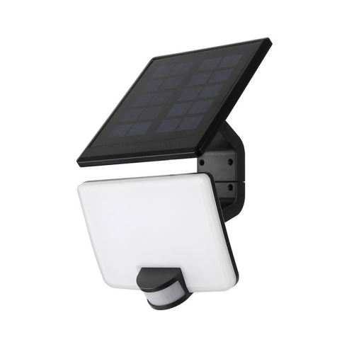 Solight WO785 černé solární LED svítidlo s pohybovým senzorem 11W 1200lm IP54 DW 4000K  Li-on baterie