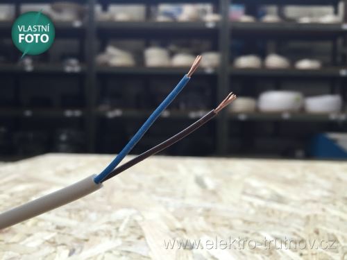 Kabel CYSY H05VV-F 2x0.75 bílá PVC izolace slaněné licny ohebný vodič