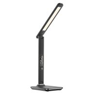 SOLIGHT WO45-B Stolní LED lampička s displejem stmívatelná 9W 3000-6000K 500lm černá kůže (1)