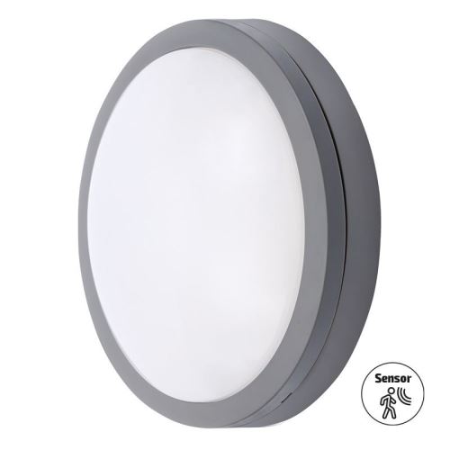 Solight Siena WO781-G-M LED venkovní svítidlo s pohybovým čidlem a šedým rámečkem 20W 1500lm DW 4000K  IP54 23cm