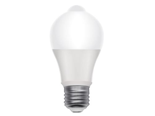 LED žárovka s paticí E27 a PIR pohybovým senzorem 8W teplá bílá