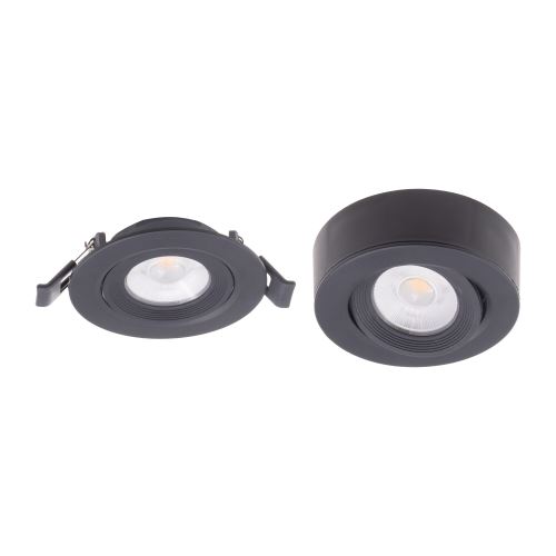 LED bodové černé svítidlo IP44 7W vhodné do koupelny s naklápěním a možností zapuštění do stropu 220-240V