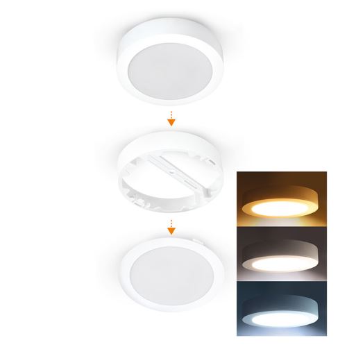 SOLIGHT WD244-W LED 24W kulatý panel vhodný do koupelny s krytím IP54 2v1 přisazený nebo podhledový, 3CCT, 2040lm, bílé