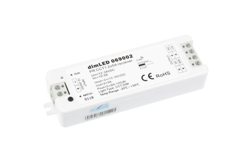 RF přijímač stmívač LED 2x5A 12-24VDC pro CCT ovladače dimLED Přijímač dimLED PR CCT1