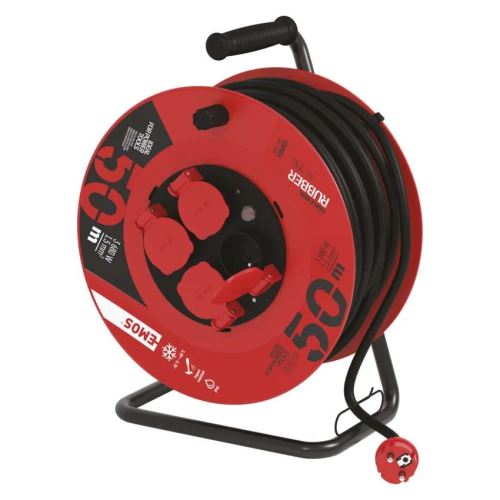 EMOS prodlužovací kabel na bubnu 4zásuvka 50m 3x1.5  GUMA na bubnu P084501 / KF-FBG-23PJ/