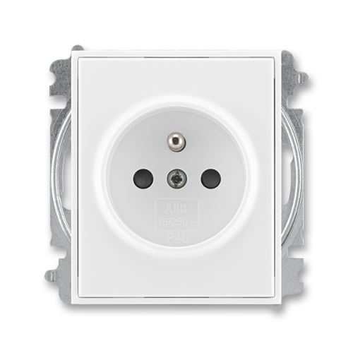 ABB 5519E-A02357 03 Element®, Time®, Time® Arbo Zásuvka jednonásobná s ochranným kolíkem, s clonkami, bílá / bílá