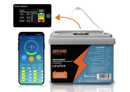 LEXTON LXLFP70 baterie LiFePO4 12,8V 70Ah s BMS pro karavany