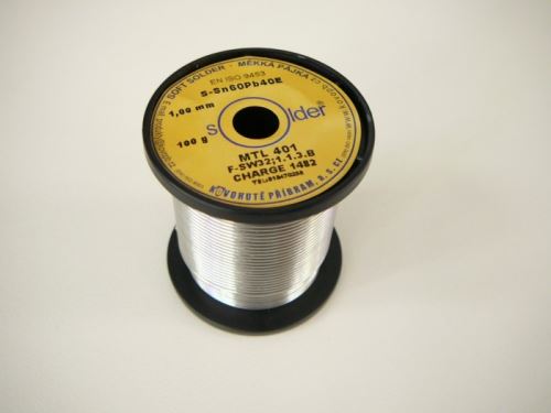 Cín na špulce olovnatý trubičkový pájecí S-Sn60Pb40E průměr 1 mm/100g