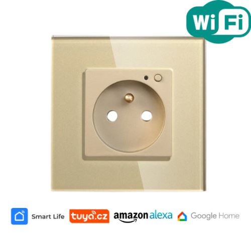Chytrá zásuvka s WiFi a ovládáním přes aplikaci, zlatá
