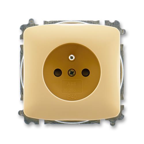 ABB 6619A-A06357 D Tango® Zásuvka jednonásobná s ochranným kolíkem, s clonkami,  béžová, bezšroubový strojek náhrada za 5519A-A02357 D