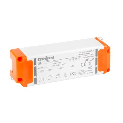 REBEL LED napájecí zdroj / trafoj URZ0883 LED 12V 2,5A 30W DC IP20