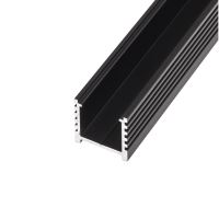 Nástěnná hliníková lišta N12C pro LED pásek, barva černá Profil bez krytu 1m