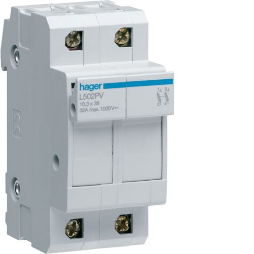 Hager dvoupolový pojistkový odpínač PV 10x38, do 32A/1000V DC pro FVE /L502PV/