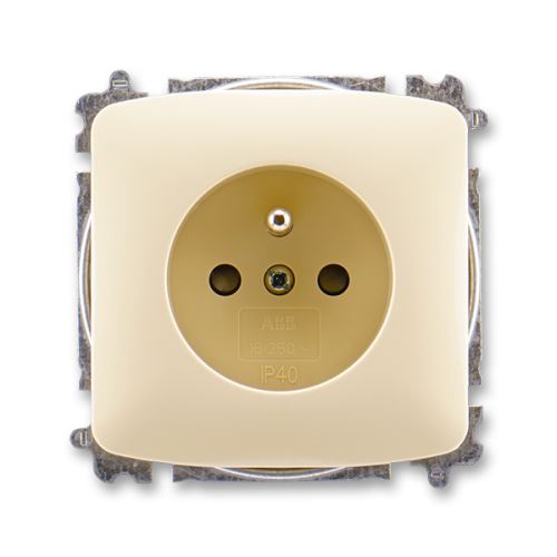 ABB 6619A-A06357 C Tango® Zásuvka jednonásobná s ochranným kolíkem, s clonkami, slonová kost, náhrada za 5519A-A02357 C