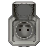 LEGRAND PLEXO 069731L zásuvka s clonkami IP55 montáž na povrch s víčkem Šedá (1)