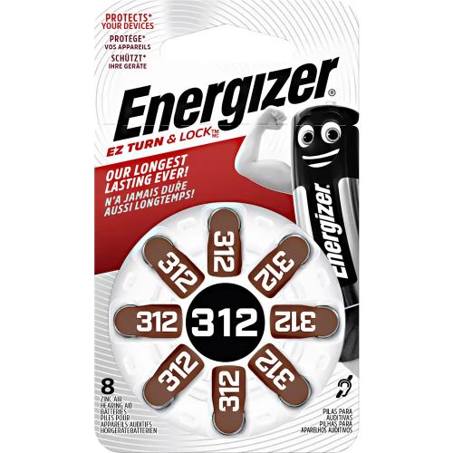 Energizer knoflíková baterie ZA 312 1,4V balení 8ks do naslouchátek