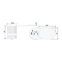 SOLIGHT PP124CW-PD20 bílá vestavná zásuvka s USB A+C a posuvným víčkem, 2m (4)