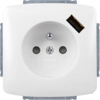 ABB 5569A-A22357 B Tango® Zásuvka jednonásobná s ochranným kolíkem, s clonkami, s 2xUSB napájením, bílá