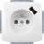ABB 5569A-A22357 B Tango® Zásuvka jednonásobná s ochranným kolíkem, s clonkami, s 2xUSB napájením, bílá