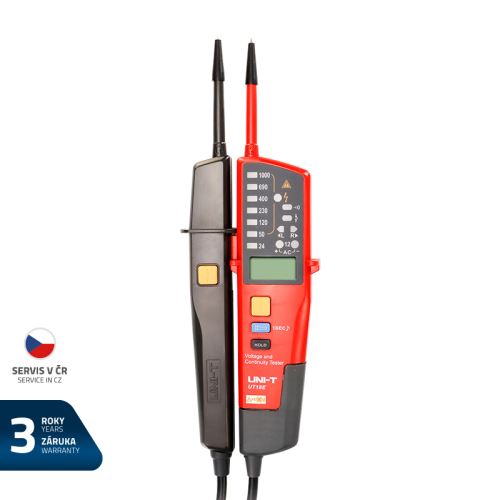 UNI-T UT18E zkoušečka napětí a fází digitální LCD displej + test proud. chrániče AC/DC IP65