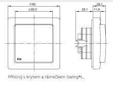 ABB 5518G-A02989 B Swing®L Zásuvka jednonásobná s clonkami a víčkem IP44 jasně bílá (bílé víčko) (1)