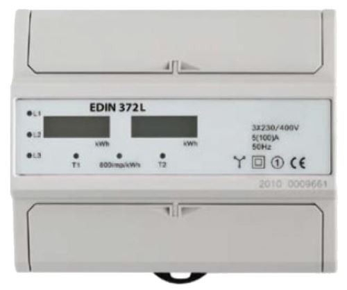 SEZ EDIN 372L elektroměr modulový 3fazový 2 tarifní LCD displej 7mod podružný 5-100A