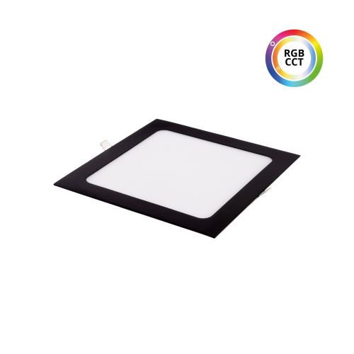 Zápustný LED panel 18W 24VDC RGBCCT- možnost nastavení teplé, denní i studené bílé a RGB barev, 17,4x17,4cm čtverec černý