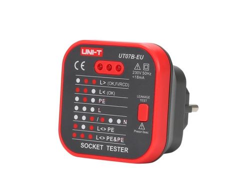 UNI-T UT07B-EU Tester správnosti zapojení zásuvek a zásuvkového obvodu