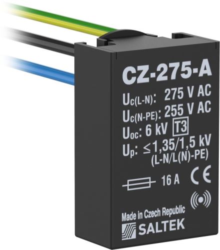 Saltek CZ-275-A dodatečný svodič přepětí TYP3 3KA 230VAC pro dodatečnou montáž pod zásuvky a jiné zařízení