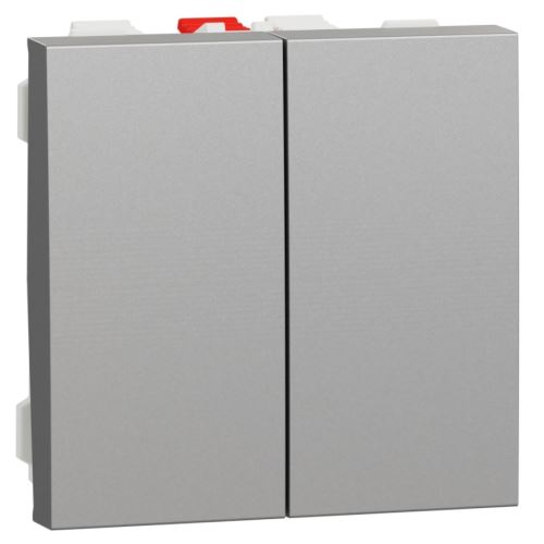 Schneider NOVÁ UNICA přepínač střídavý dvojitý č.6+6 s dvojklapkou bezšroubové připojení NU321330 ALUMINIUM