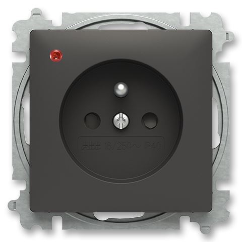 ABB 6699T-A06657 237 Zoni® Zásuvka jednonásobná s ochranným kolíkem, s clonkami, s ochranou před přepětím, MATNÁ ČERNÁ