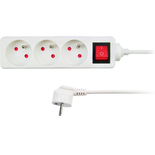SOLIGHT PP11 Prodlužovací kabel s vypínačem 3zásuvky/2m 3x1mm2 Bílá