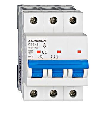 Schrack AM617363 instalační jistič C 63A Amparo 6kA charakteristika C 3pól