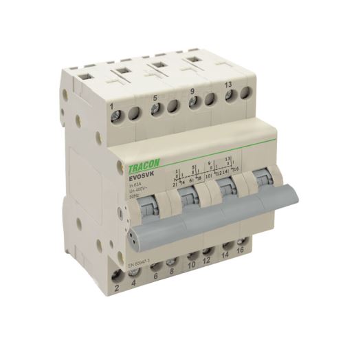 Tracon electric SVK4-63 Přepínač sítí, skupinový přepínač FVE 4pól 63A výstupní kontakt horem 1-0-2
