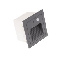 LED vestavné orientační svítidlo šedé CW PIR-LOPEN-G, IP65 s pohybovým čidlem, dosah 3m (1)