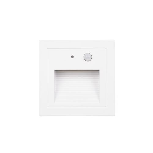 LED vestavné orientační svítidlo bílé PIR-LOPEN-G, IP65 s pohybovým čidlem, dosah 3m