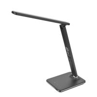 SOLIGHT WO45-B Stolní LED lampička s displejem stmívatelná 9W 3000-6000K 500lm černá kůže (2)