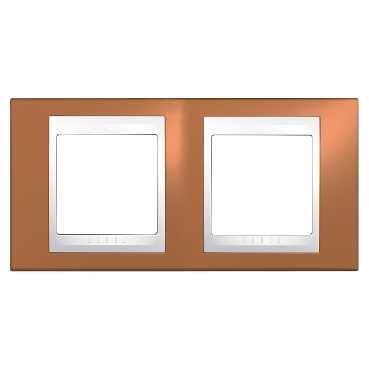 Schneider UNICA Krycí rámeček Plus dvojnásobný,Orange/polar (MGU6.004.869)