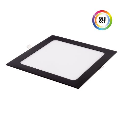Zápustný LED panel 27W 24VDC RGBCCT- možnost nastavení teplé, denní i studené bílé a RGB barev, 22,5x22,5cm čtverec černý