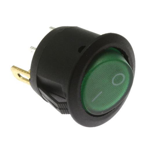 Jietong MIRS-101-9C3-G/B Vypínač kolébkový vhodný do panelu 1-pólový ON-OFF 10/6A černo-zelený