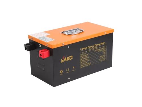 SAKO Baterie LiFePO4 12,8V/DC 100Ah inteligentní BMS odolná baterie 50x185x189 mm