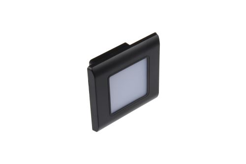 LED černé orientační svítidlo vestavné, vhodné ke schodům, 0,6W, IP20, 230V do krabic KU 68