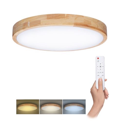 SOLIGHT WO8009 LED osvětlení s dálkový ovladačem 48W, 3360lm velikost 39cm s možností stmívání a změny barvy světla, dřevěné