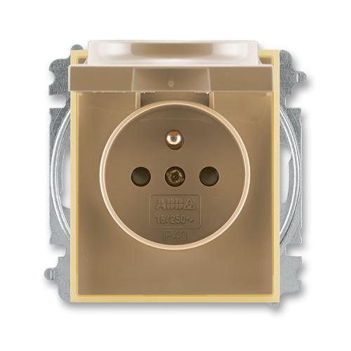 ABB 5519E-A02397 25 Element® Zásuvka jednonásobná s ochranným kolíkem, s clonkami, s víčkem, kávová / ledová opálová