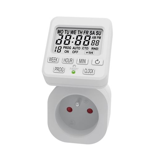 Solight DT35 digitální časový spínač s otočným LCD displejem, bílý